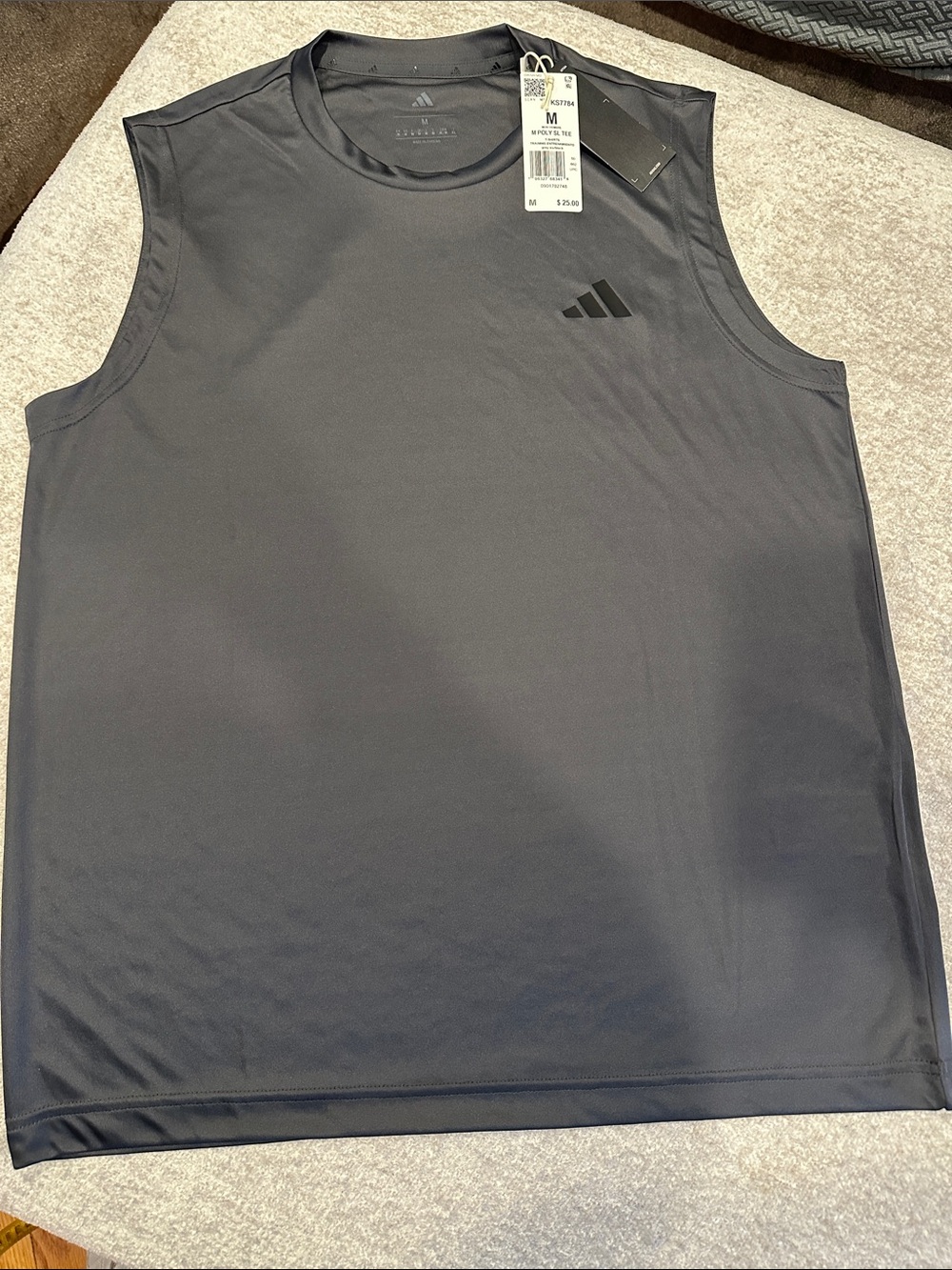 adidas Men's Sleeveless Training Tank - Dark Gray/Black